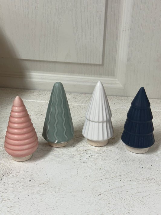 Mini Ceramic Christmas Trees Four Styles