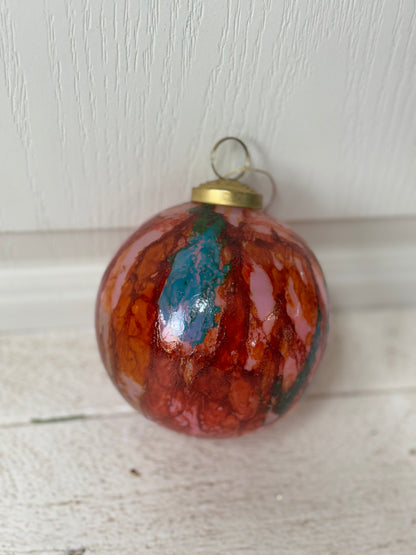 4 Inch Multicolor Watercolor Glass Ornament Ball