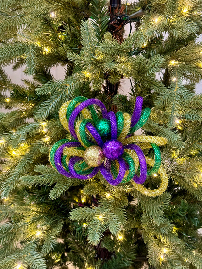 12 Inch Mardi Gras Foil Glitter Ball Curly Pick