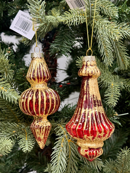 Red And Gold Glass Antique Finial Two Styles