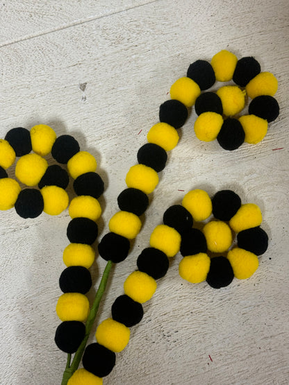 27 Inch Black And Yellow Pom Pom Coil Spray