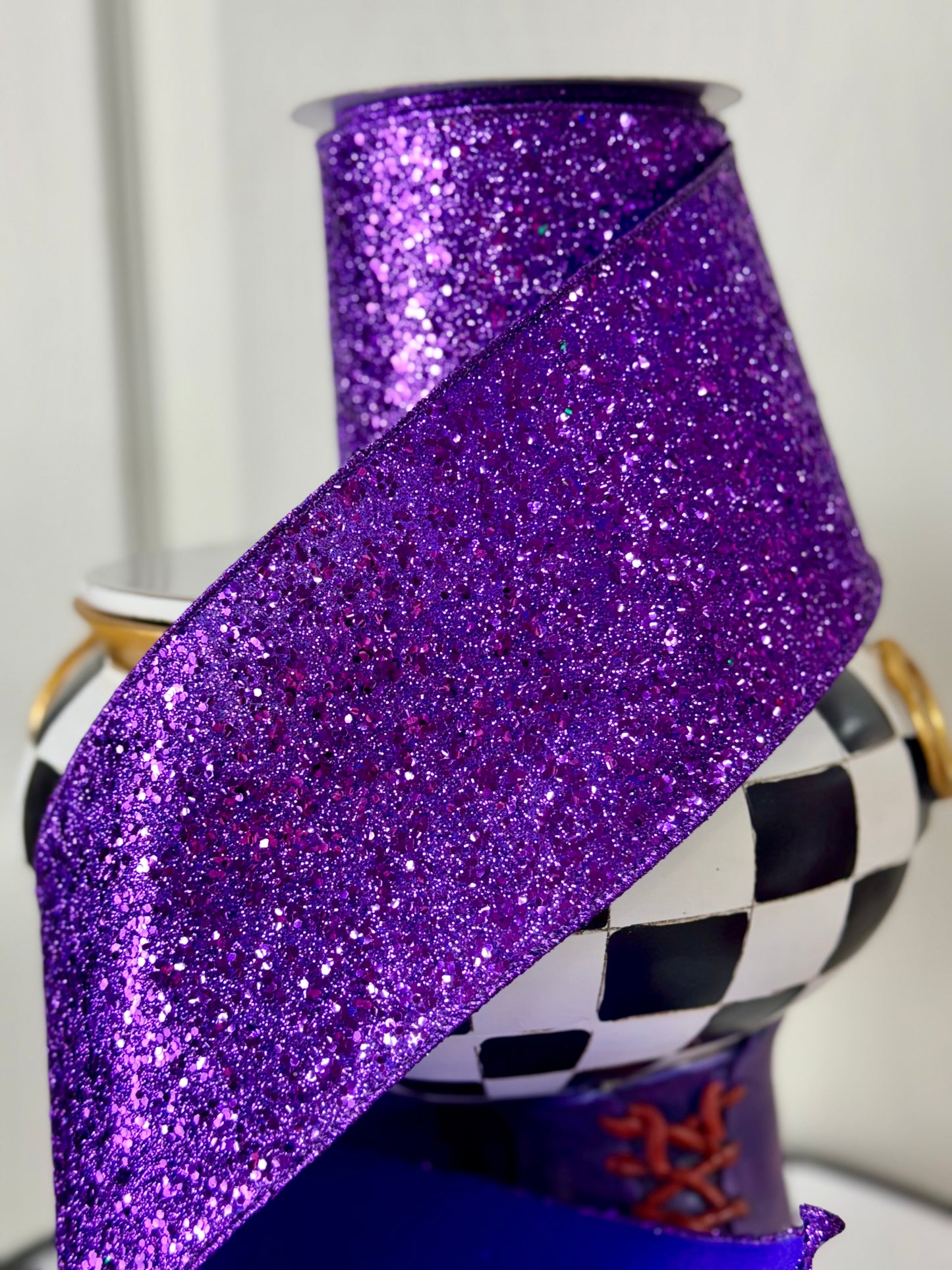 4 Inch By 10 Yard Purple Glitter Ribbon