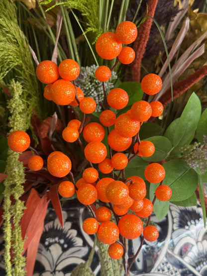 17 Inch Orange Glitter Ball Spray