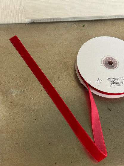 5/8 Inch By 10 Yard Red Woven Velvet Ribbon