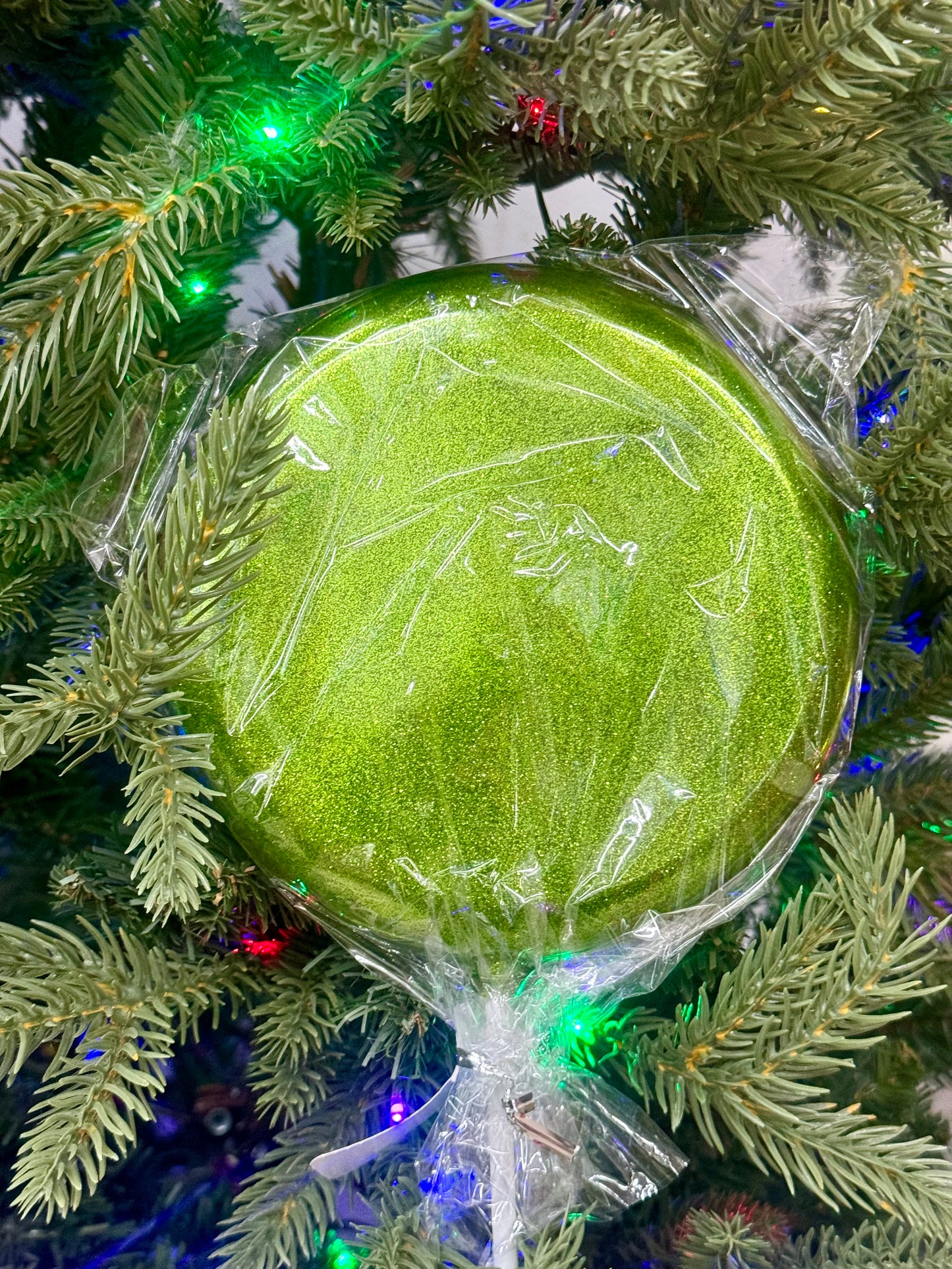 6 Inch Lime Green Glitter Lollipop With Stick