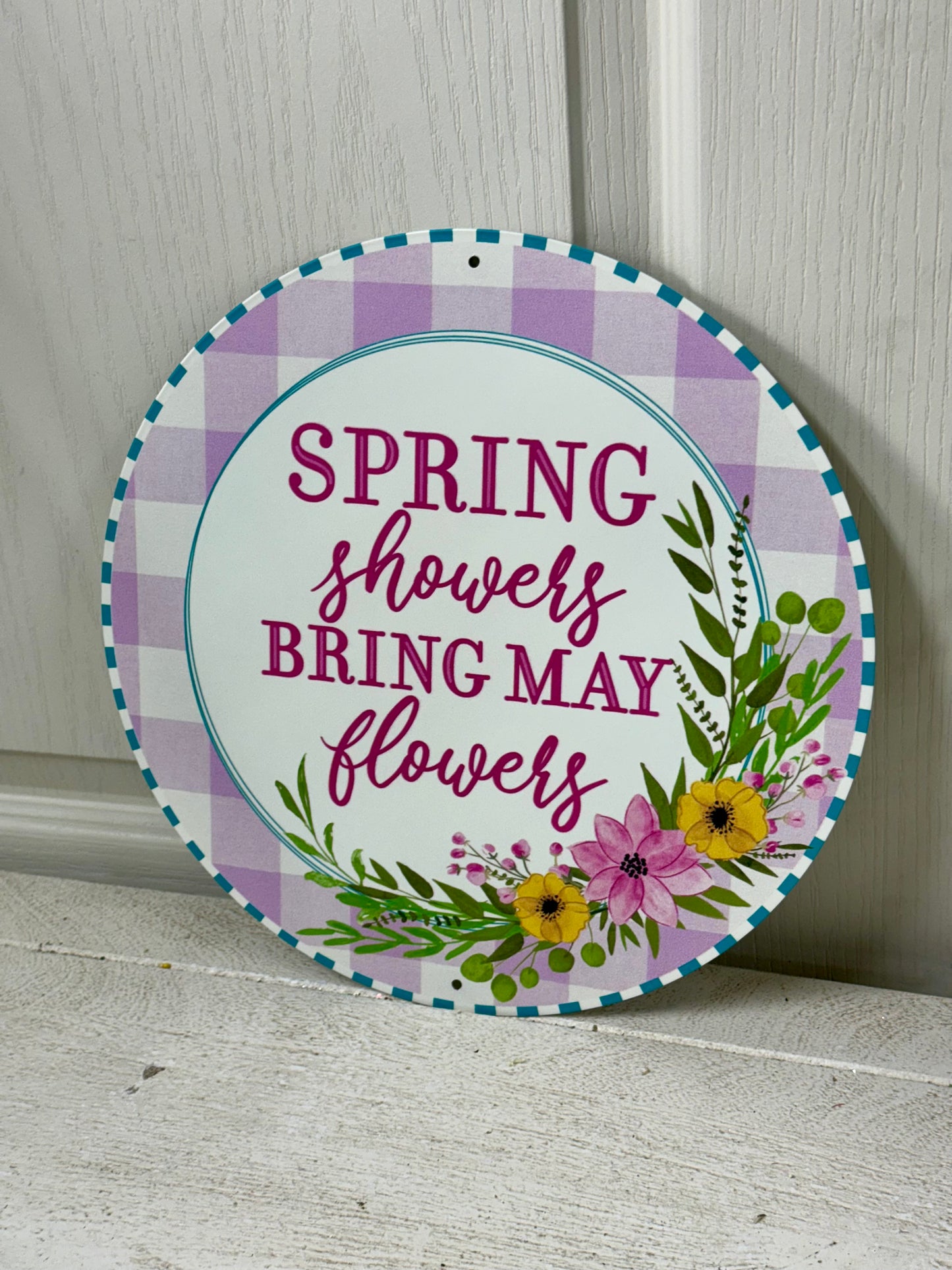 12 Inch Metal Spring Showers May Flowers Sign