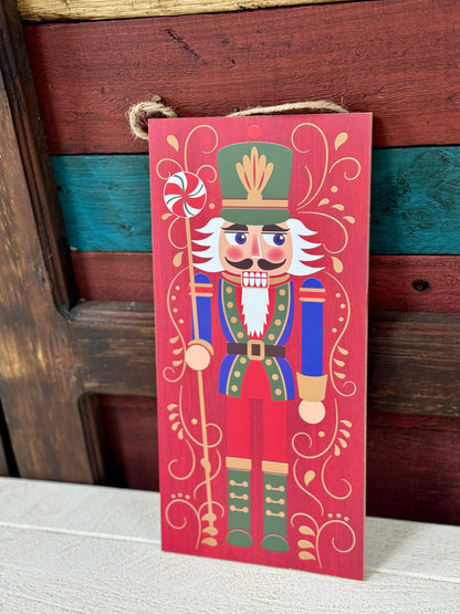 12.5 Inch Red Nutcracker With Candy Wood Sign