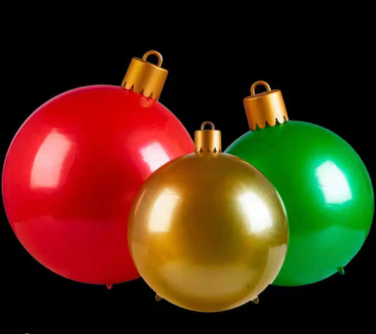 Airblown Metallic Ornament Christmas Inflatable with Pump (Red/Green/Gold)