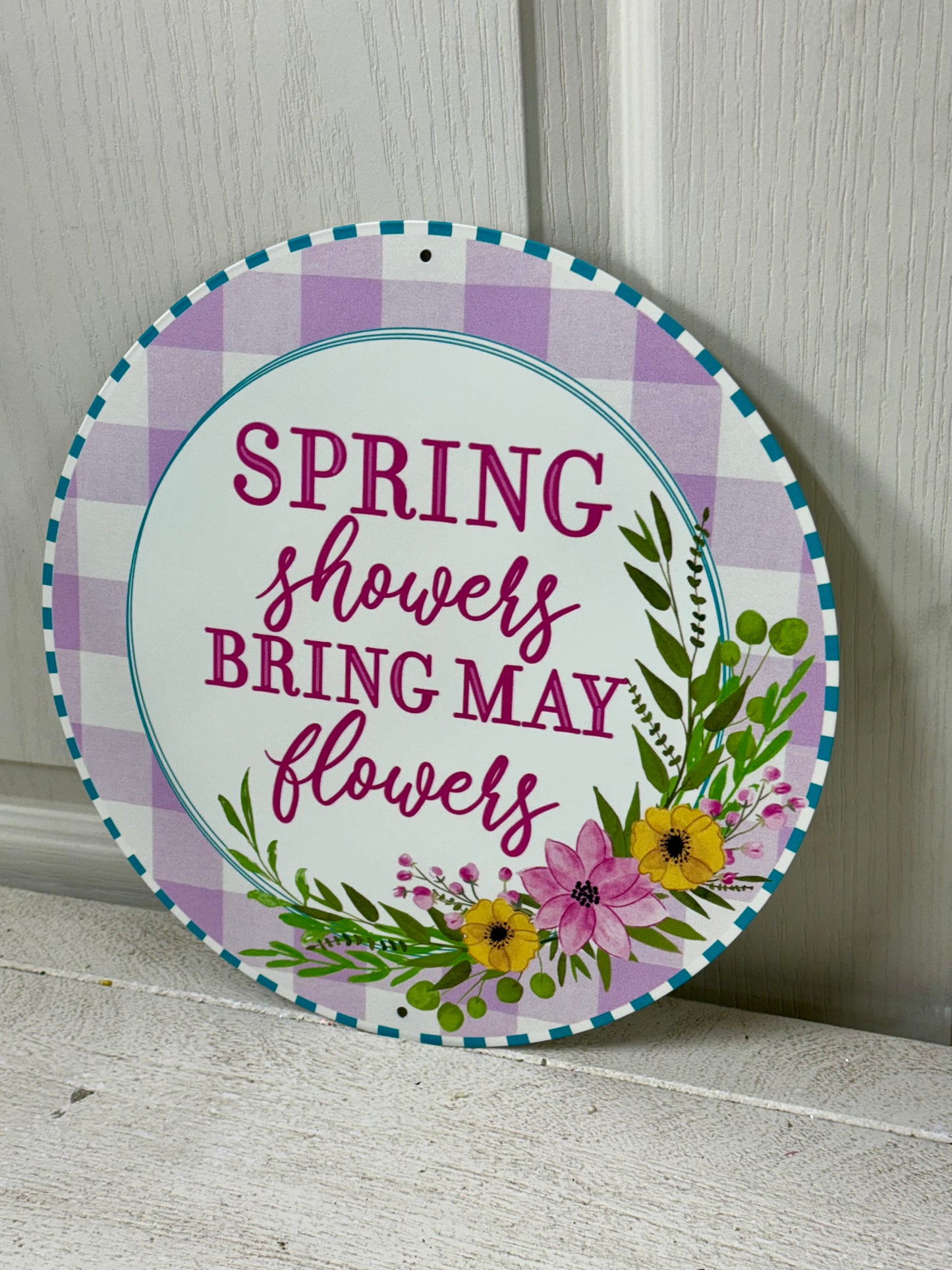 12 Inch Metal Spring Showers May Flowers Sign