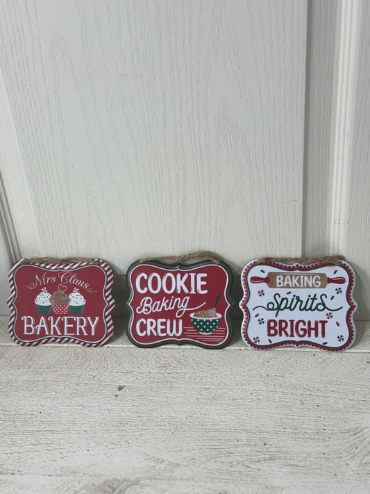 5 Inch Holiday Baking Sign Three Styles