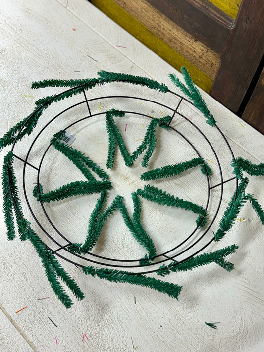 15 Inch Wired, 25 Inch Oad Emerald PENCIL Work Wreath