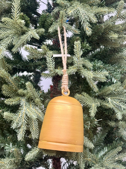 6 Inch Gold Metal Bell Ornament