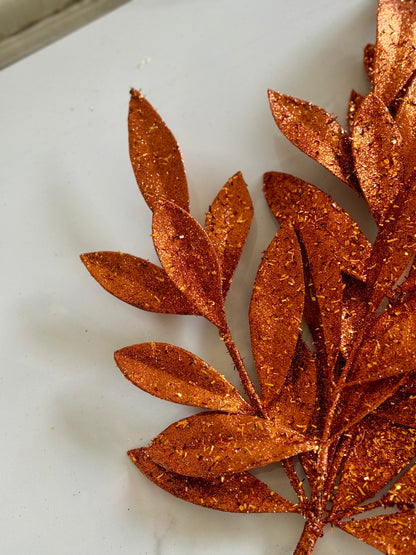 23 Inch Copper Bay Leaf Spray