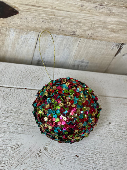 4 Inch Multi Color Sequin Glitter Ornament Ball