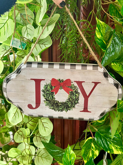 12 Inch Joy Metal Wreath Sign