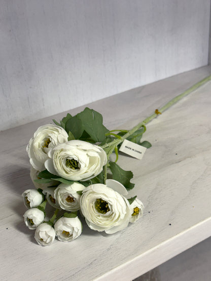 21.5 Inch White Ranunculus Spray