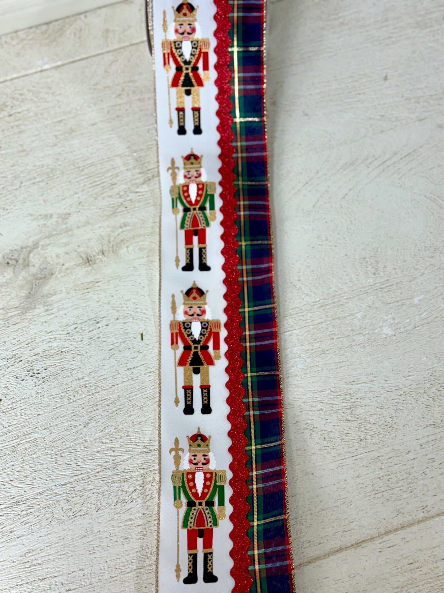 4 Inch By 10 Yard Traditional Nutcracker With Plaid Ribbon