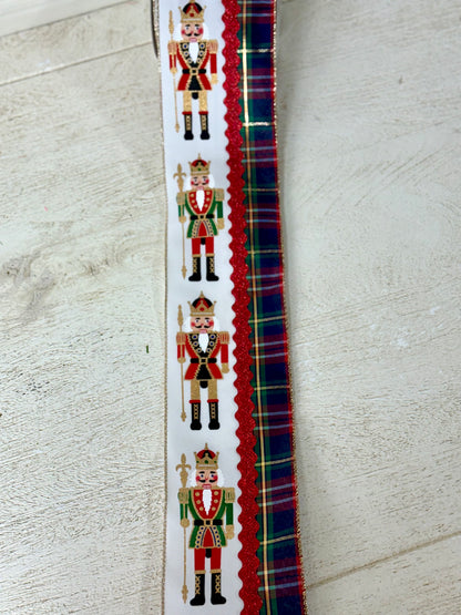 4 Inch By 10 Yard Traditional Nutcracker With Plaid Ribbon