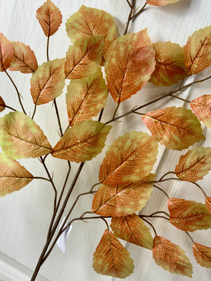 28 Inch Terracotta And Green Rose Leaf Spray