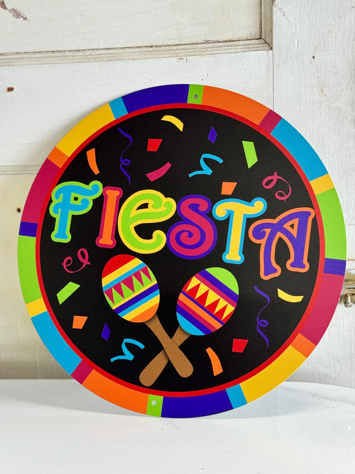 Fiesta Metal Wreath Sign