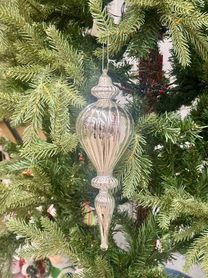 9.5-10 Inch Shiny Silver Glass Finial Ornaments Three Styles