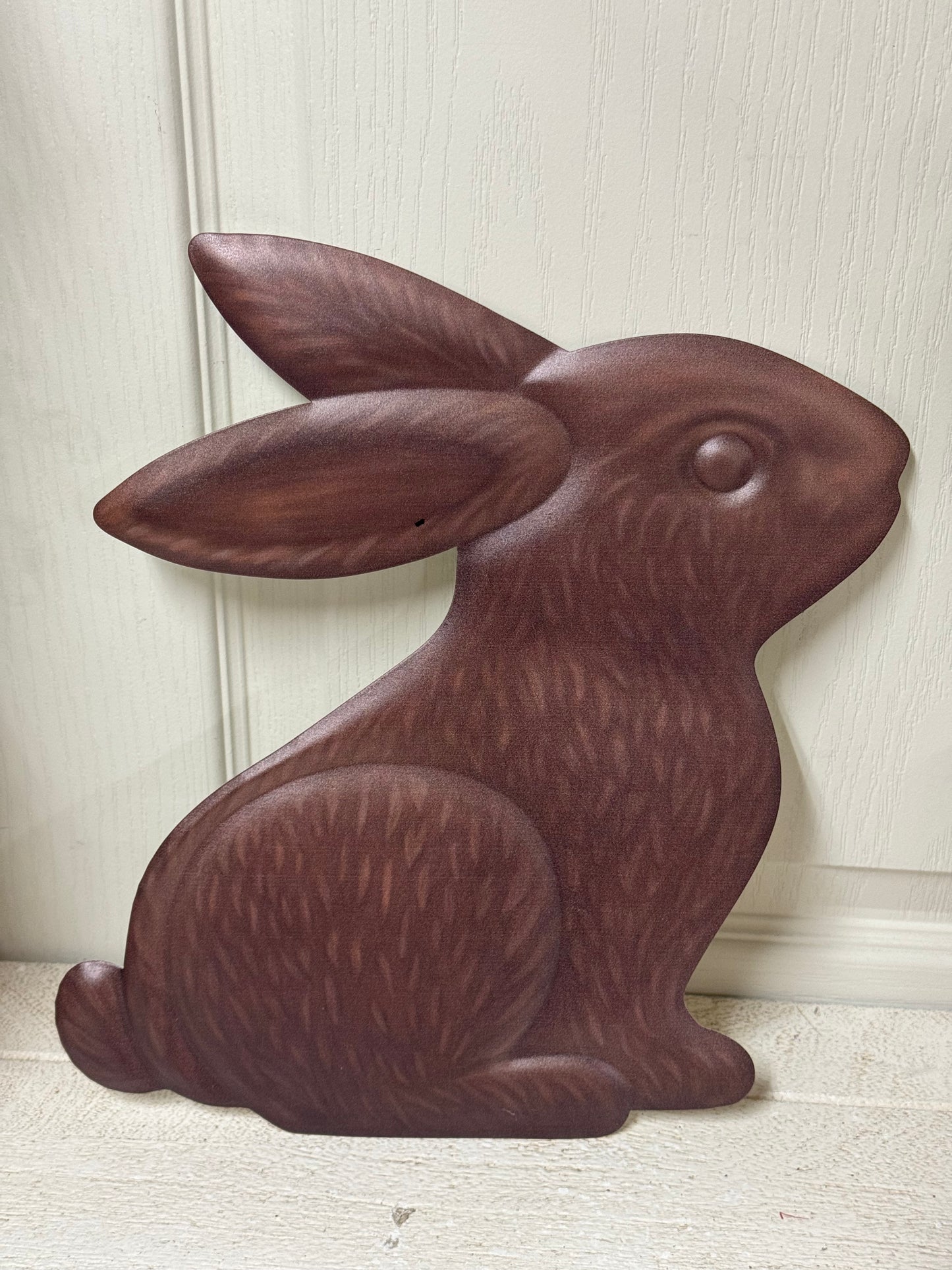 12 Inch Chocolate Bunny Metal Sign