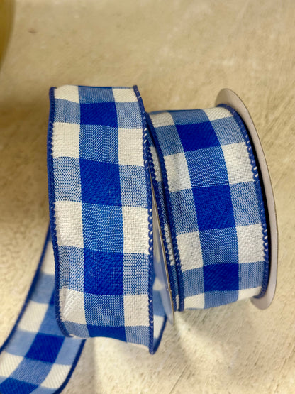 1.5 Inch By 10 Yard Royal Blue Celine Check Plaid Ribbon