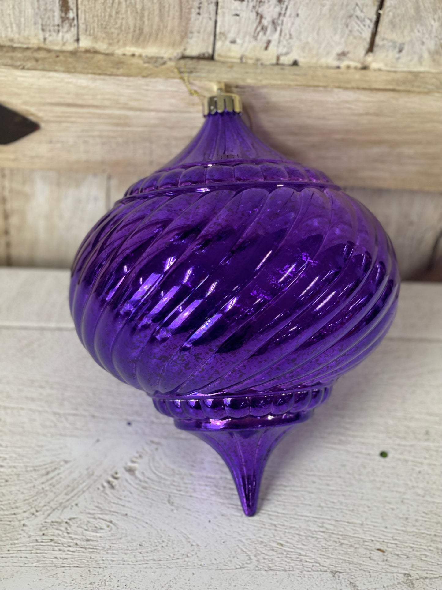 8 Inch Shiny Purple Swirl And Striped Onion Ornament