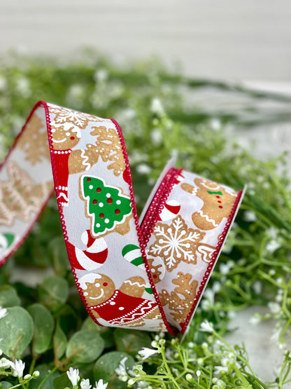 1.5 Inch By 10 Yard Gingerbread Candy Christmas Ribbon