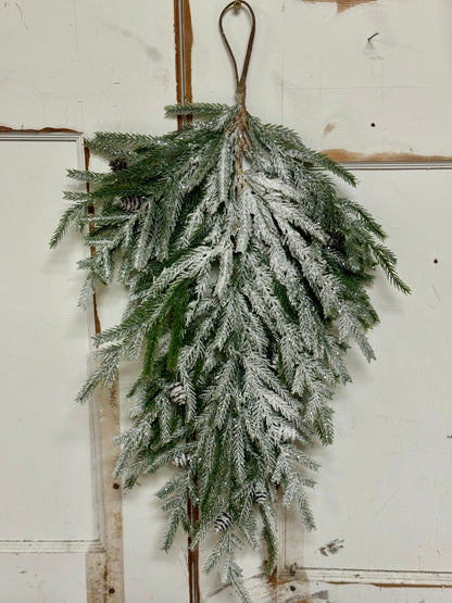 26 Inch Flocked Norfolk With Pinecones Teardrop