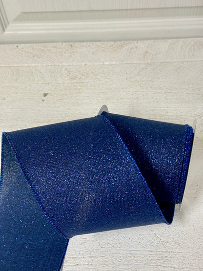 4 Inch By 10 Yard Navy Blue Fine Glitter Ribbon