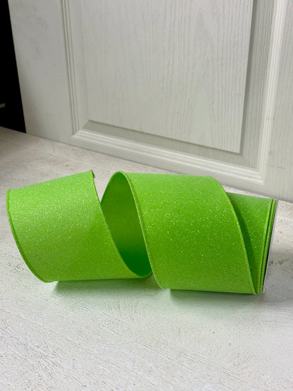 4 Inch By 10 Yard Fresh Green Crystal Shine Ribbon