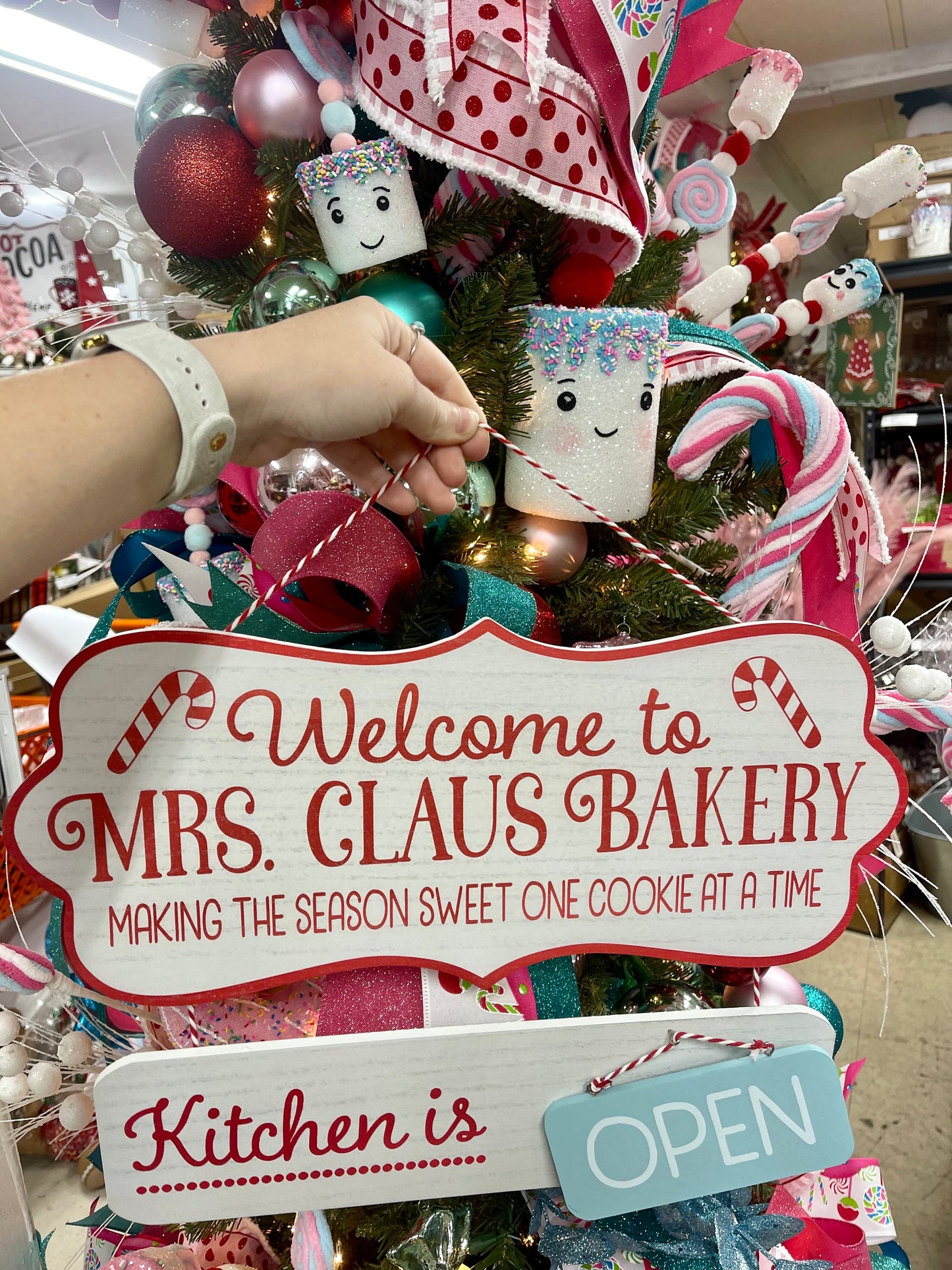 Mrs. Claus Christmas Bakery Open/Closed Wood Sign