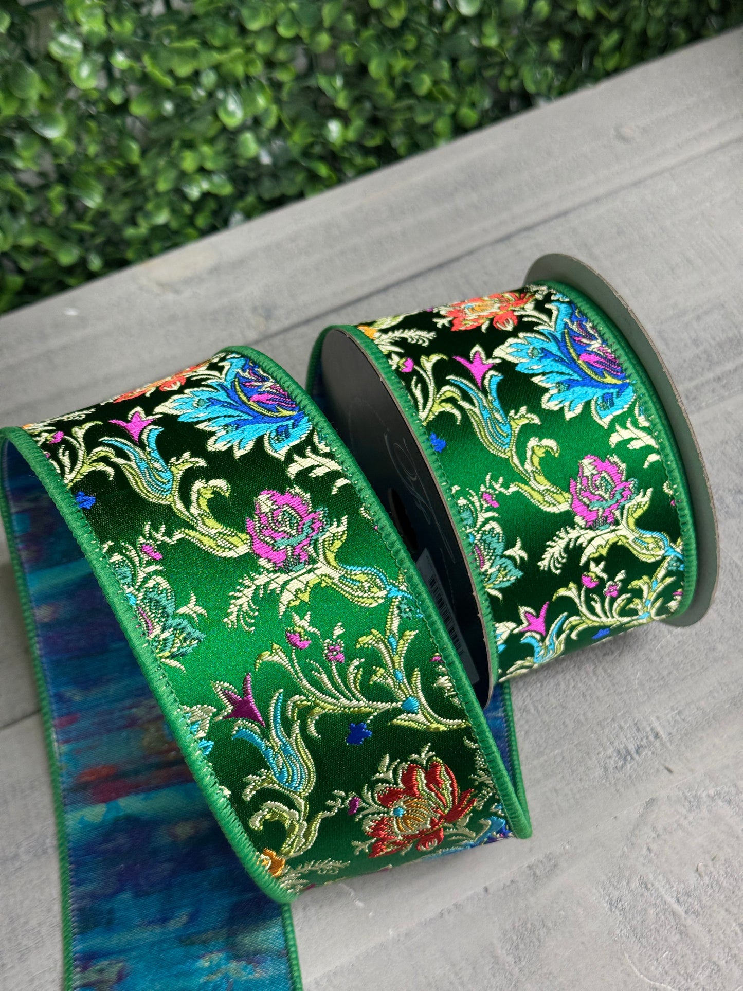 Farrisilk 2.5 Inch By 5 Yard Emerald Enchanted Garden Ribbon