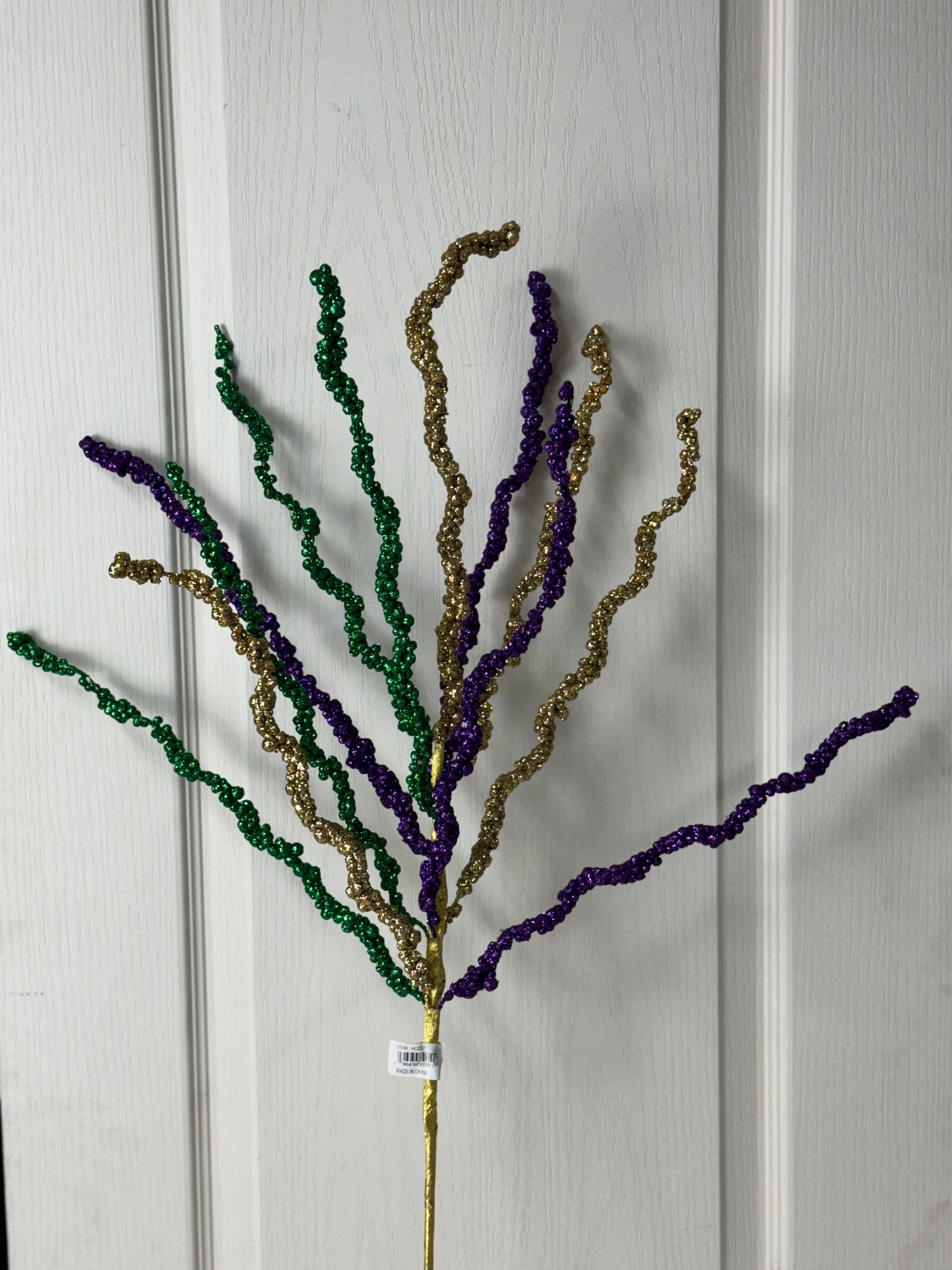 32 Inch Mardi Gras Glitter Swirl Spray