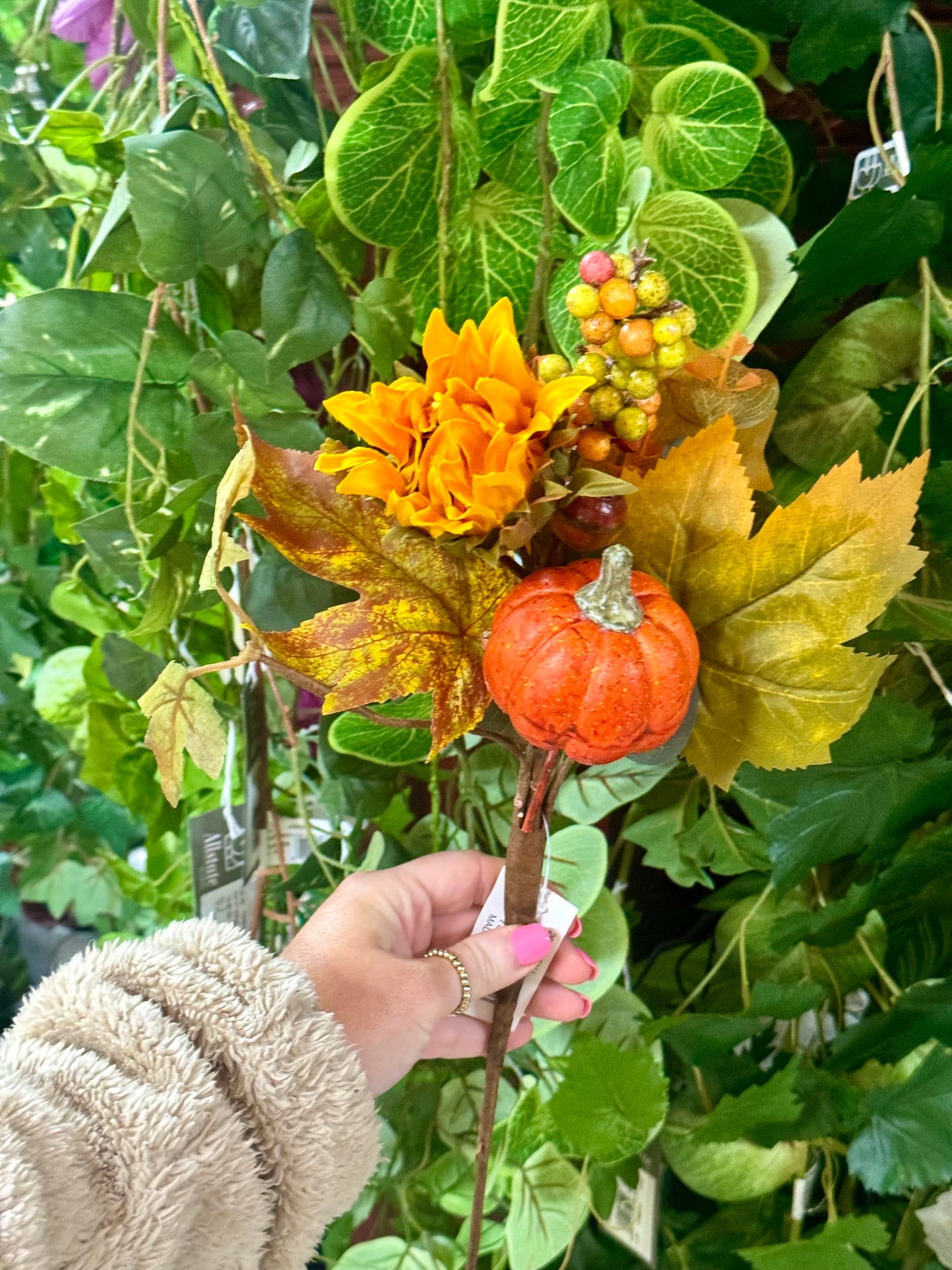 19 Inch Sunflower And Pumpkin Fall Floral Pick