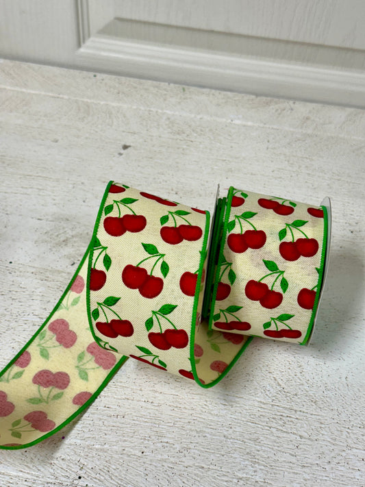 2.5 Inch By 10 Yard Cherries Ribbon