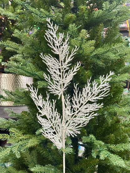 25.5 Inch White Glitz And Glam Fern Spray