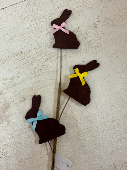 28 Inch Dark Chocolate Fabric Bunny Spray