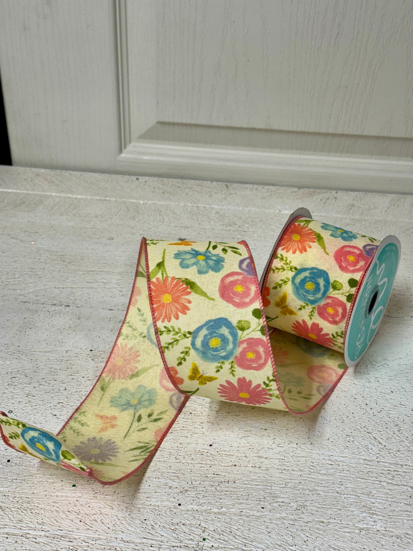 2.5 Inch By 10 Yard Pastel Wildflowers Ribbon