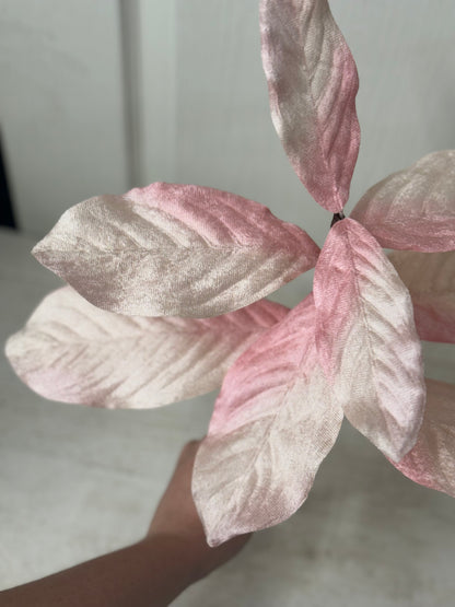 19 Inch Pink Velvet Magnolia Leaf Spray