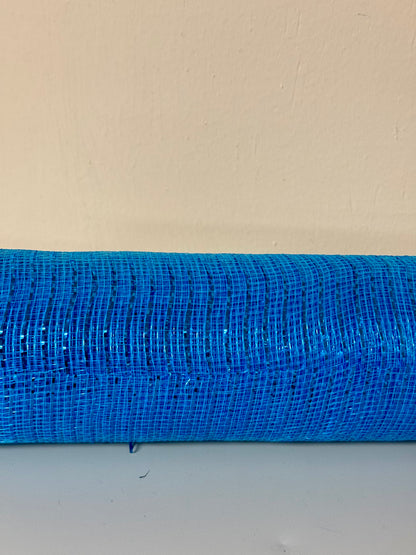 10 Inch By 10 Yard Turquoise Blue Metallic Netting