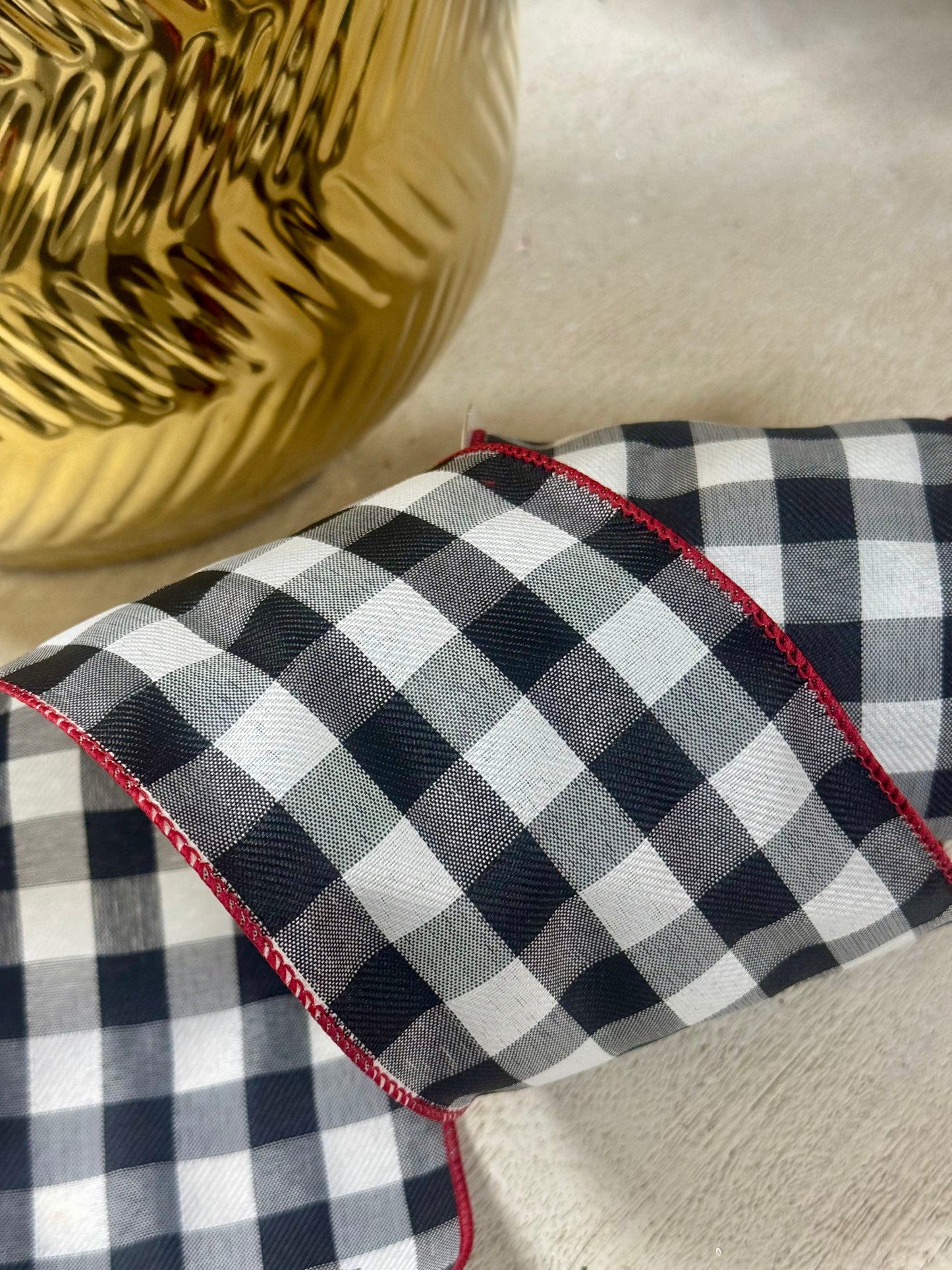 4 Inch By 10 Yard Black And Red Celine Plaid Ribbon