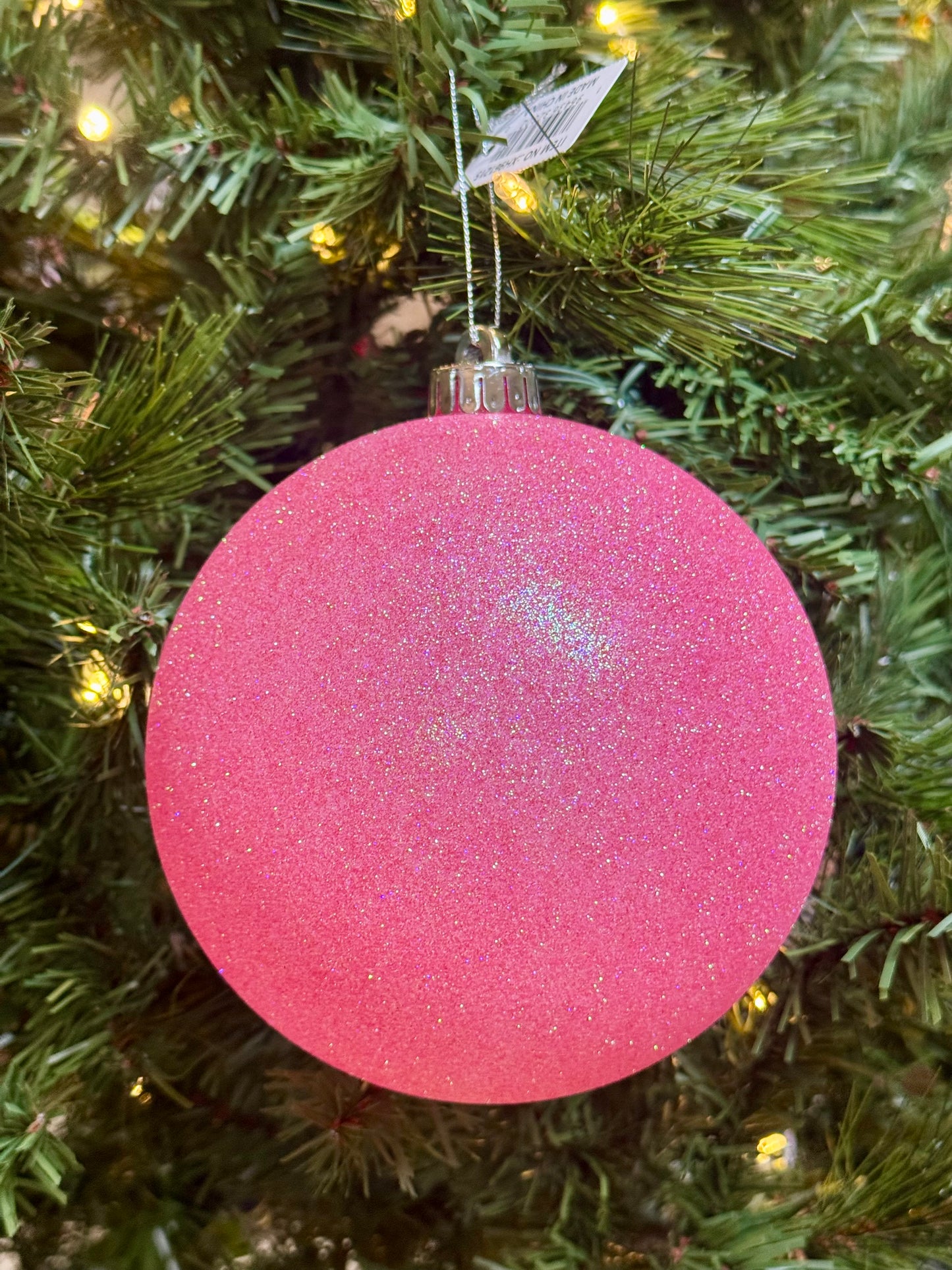 6 Inch Light Pink Glitter Iridescent Ornament Ball