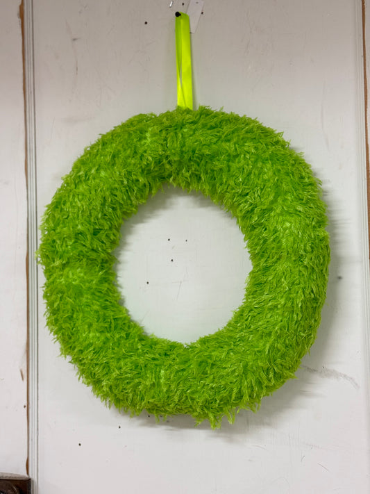 18 Inch Green Furry Monster Wreath