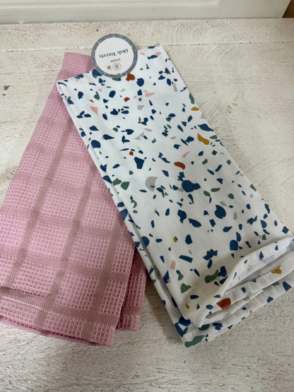 Rose And Multicolor Two Pack Of Dish Towels