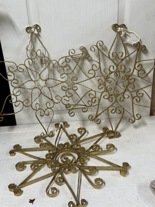 18 Inch Gold Metal Glitter Snowflake Three Styles