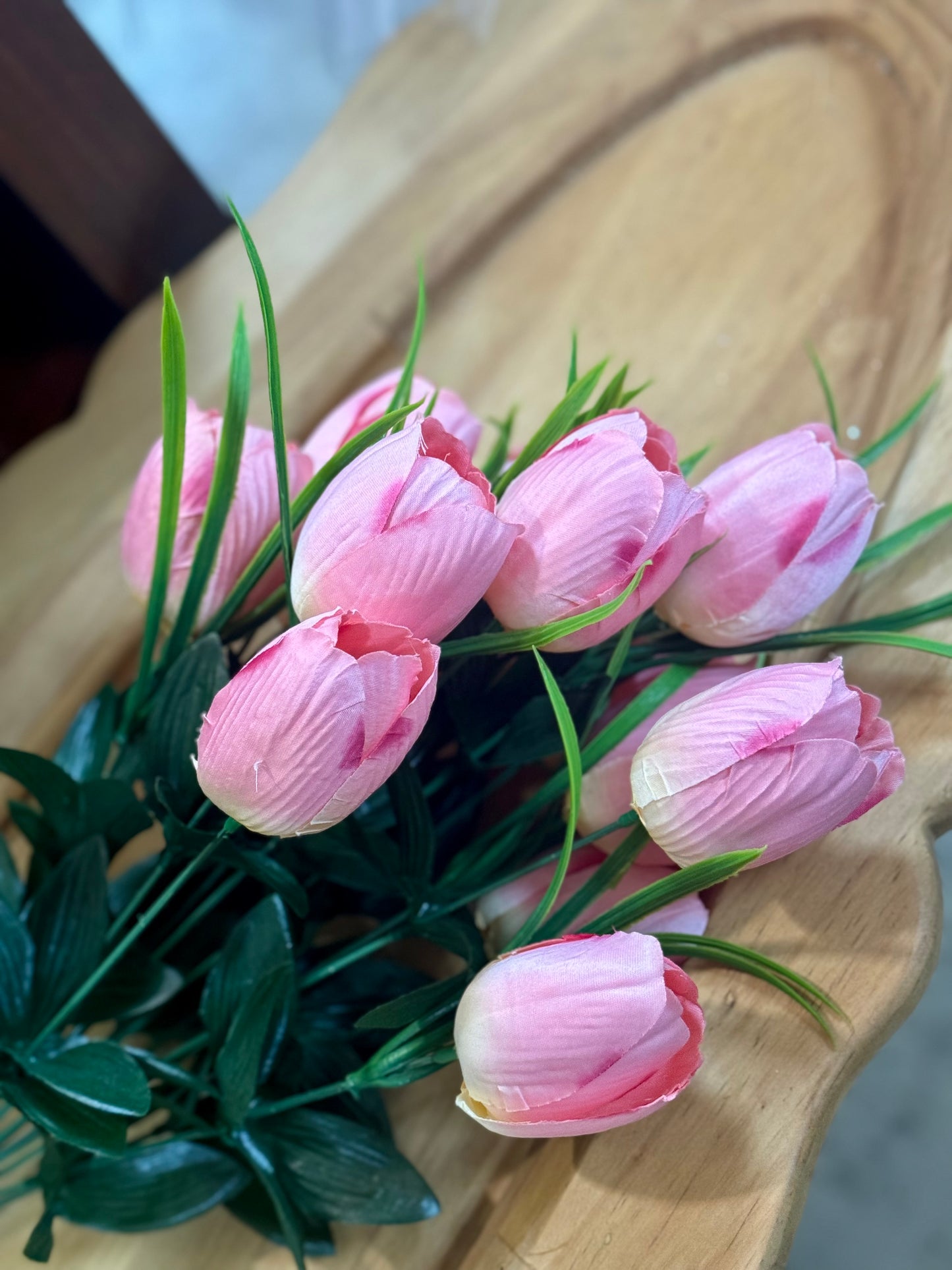 19 Inch Pink Tulip Floral Bush