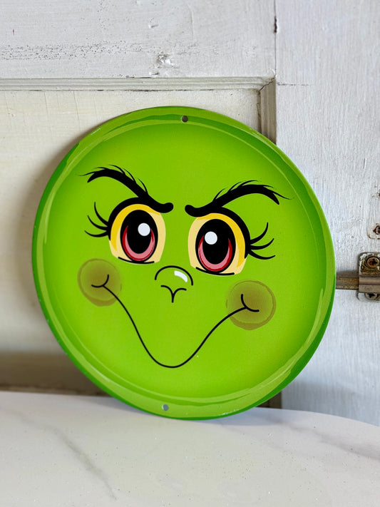 8 Inch Metal Green Monster Face