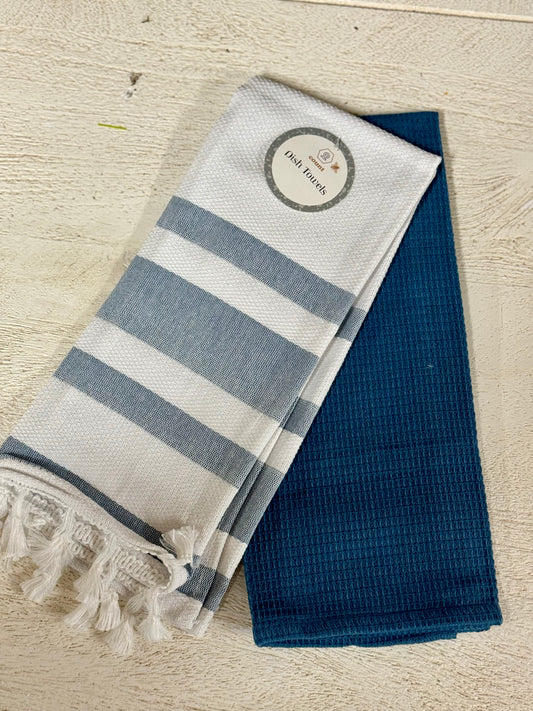 Blue And White Two Pack Of Dish Towels